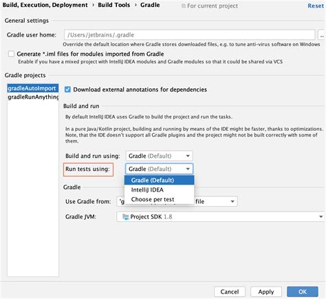 gradle test not running tests